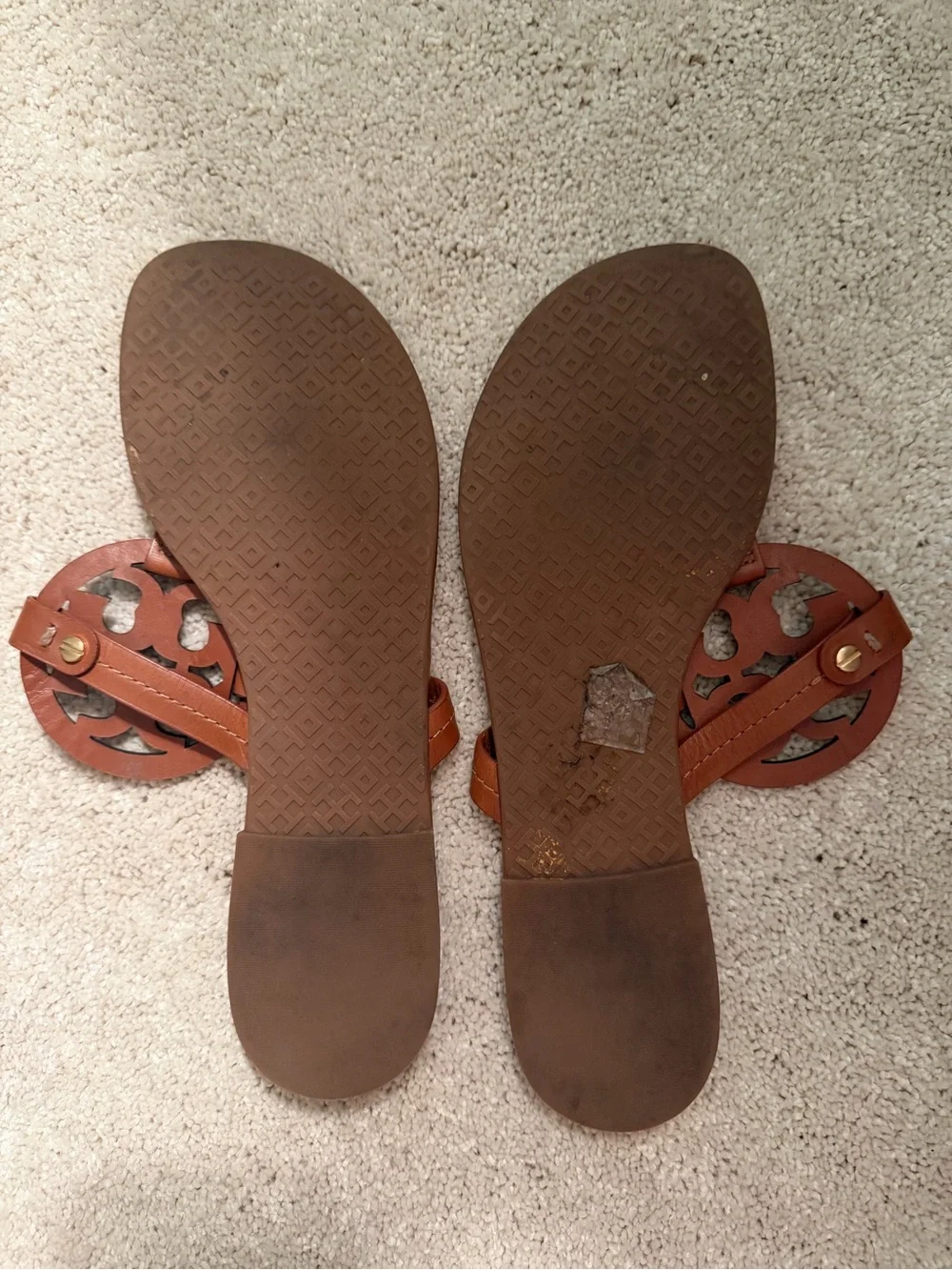 Tory Burch Leather Logo Thong Sandals in brown